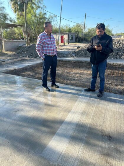 Óscar Ríos Ramírez supervisa avance de más obras en San Juan de Sabinas