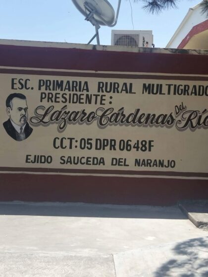 Avanzan trabajos de limpieza en la Escuela Lázaro Cárdenas del Ejido Sauceda del Naranjo